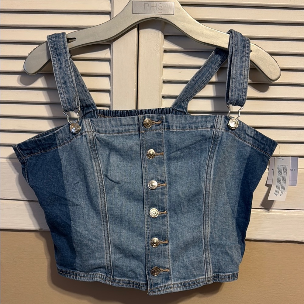 American Eagle Denim Button-Up Crop Top